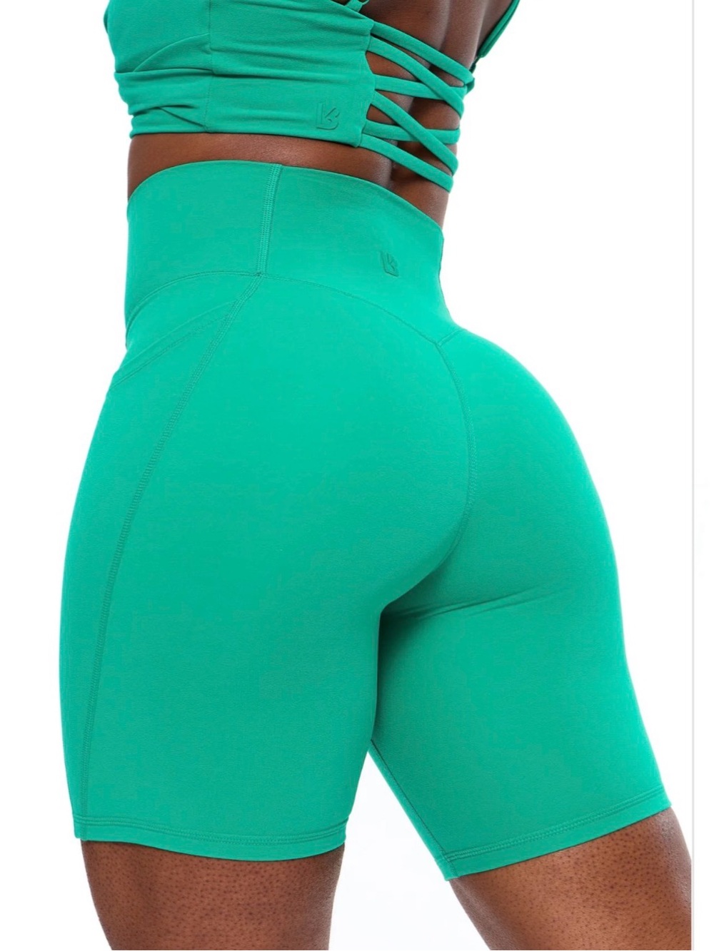 BuffBunny High-Waist Athletic Bike Shorts - Teal Green